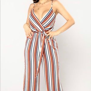 FashionNova Striped Jumpsuit